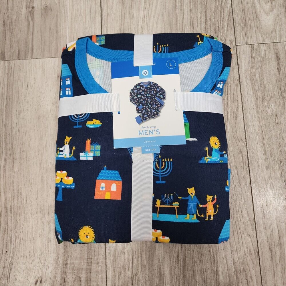 Wondershop Men's Hanukkah Lions Pajama 2-Piece Set Cotton Size L  Large NEW